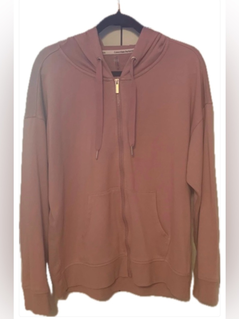 Calvin Klein Performance Hoodie Mauve Zip Up Sweatshirt Size Large Sport Luxe